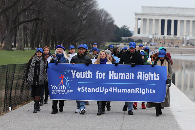 Youth for Human Rights march in Washington, D.C. began at Lincoln Memorial.