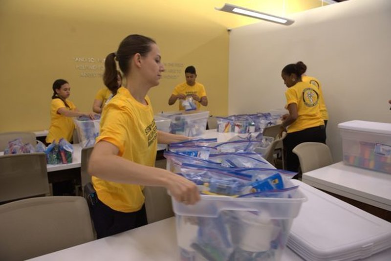 Scientology Volunteer Ministers Center in Clearwater, Florida, put together hundreds of sets of hygiene supplies and sent them to Houston