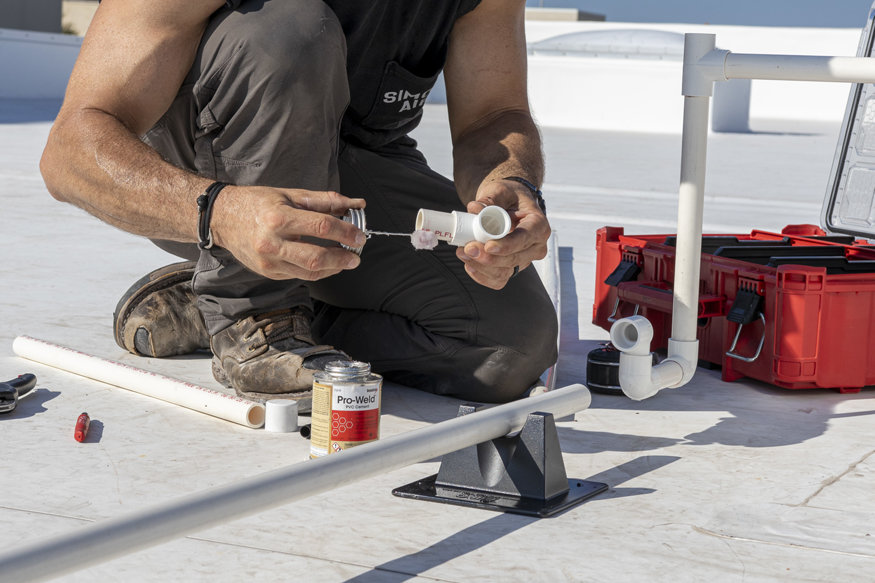 PVC joints bonded with cement.