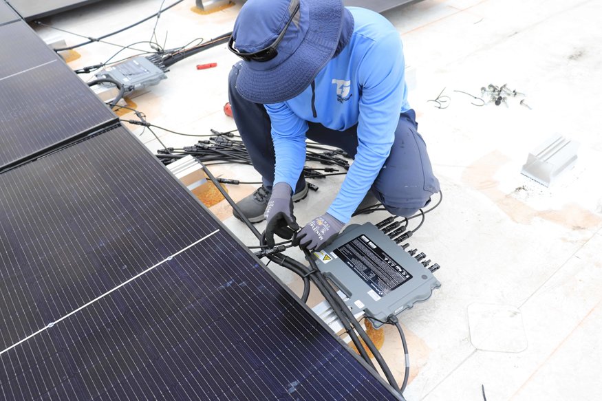 Connecting the converting devices.