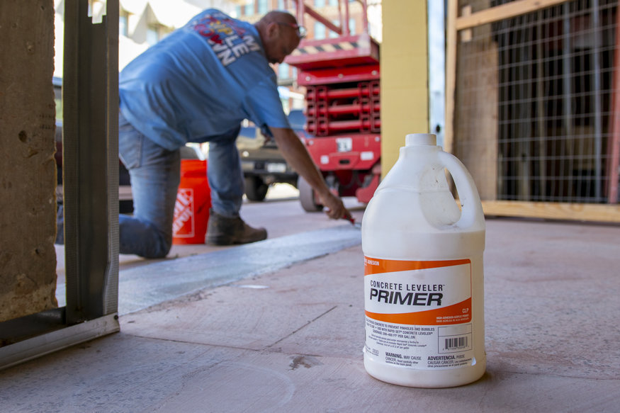 Primer used to seal the concrete.