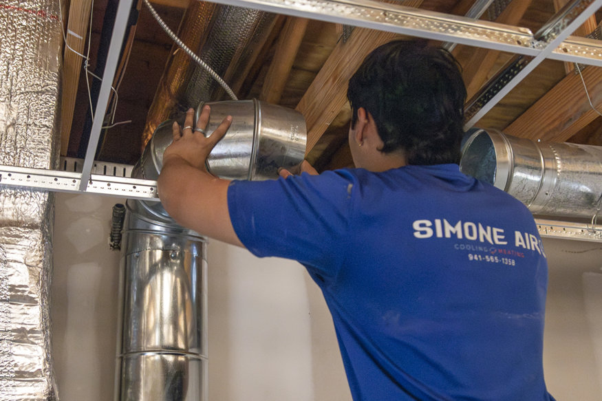 Ductwork section fitted onto the system.