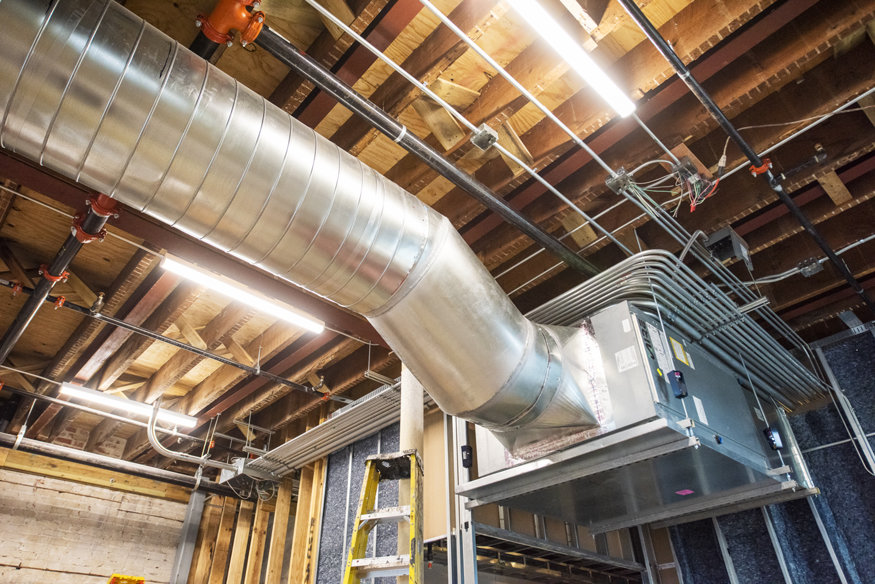 Carrier HVAC system installed in a historic building delivers energy-efficient cooling.