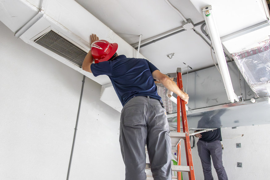 HVAC unit being inspected at Brown Brothers.