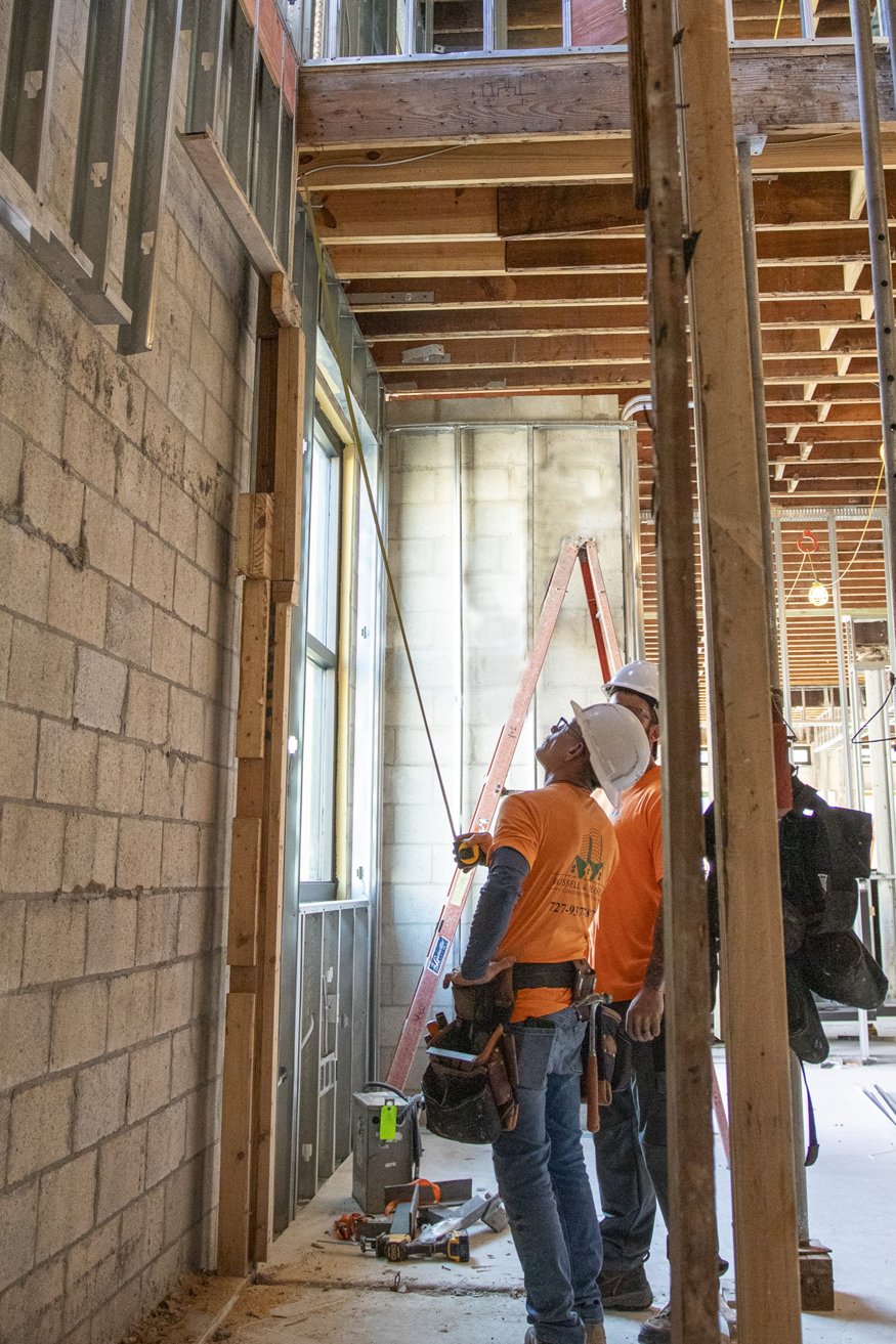 Crew marking layout for staircase.