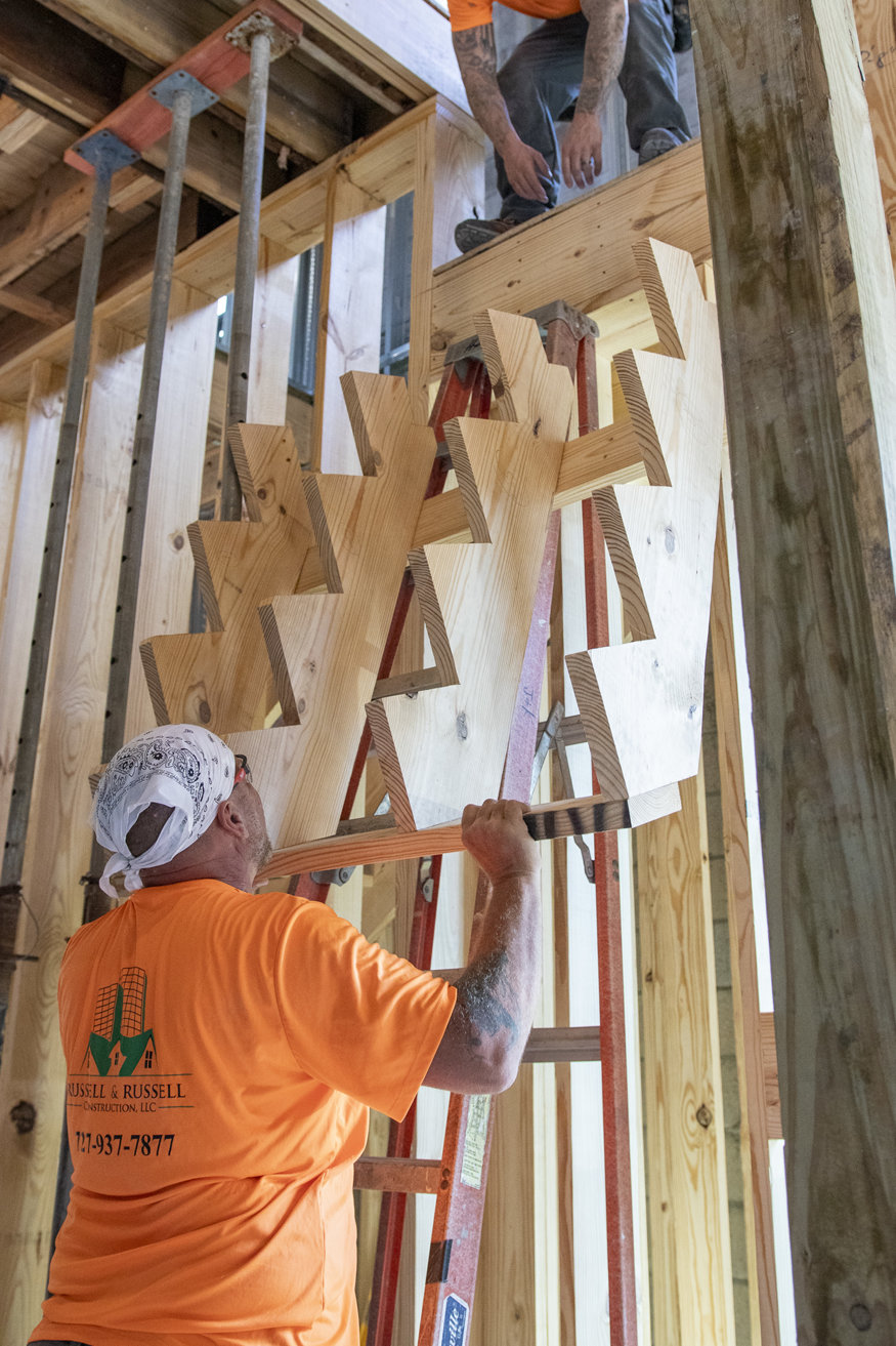 Stair piece lifted up.