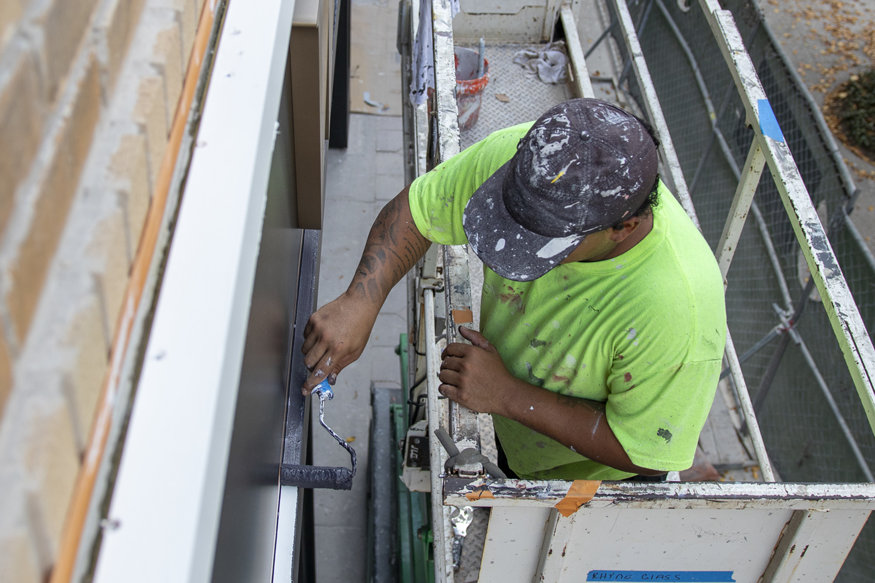 Painted trim around Woolworth sign.