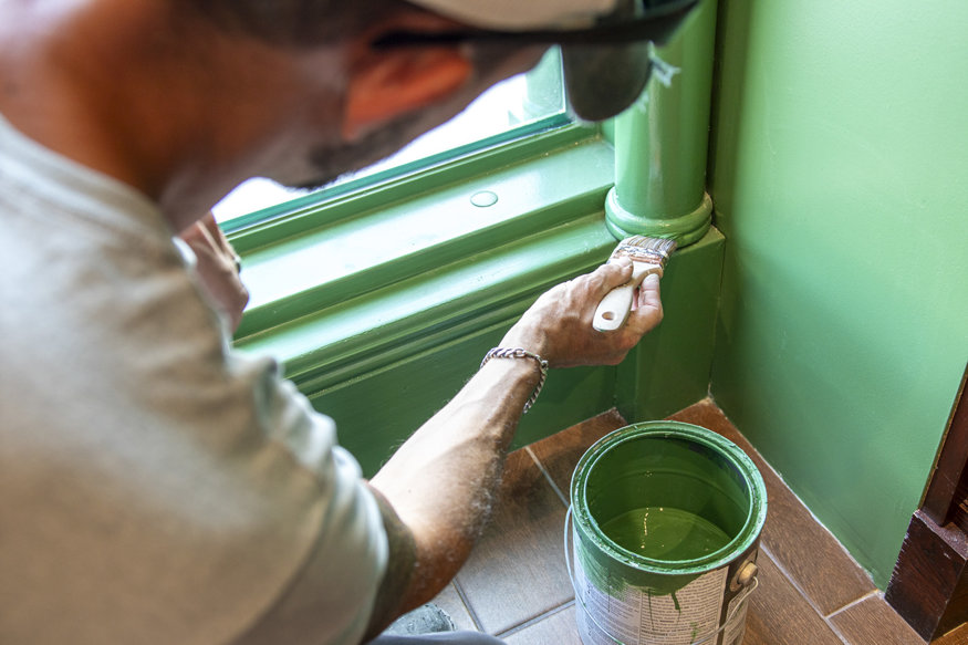 Decorative columns at lobby entrance.