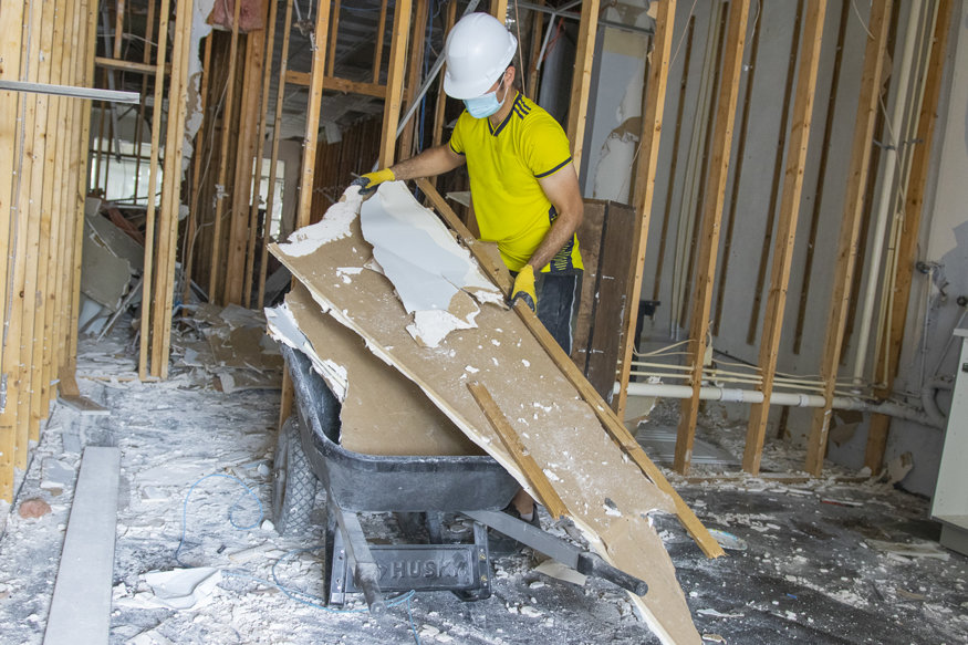 Brown Brothers Building interior after drywall removal.