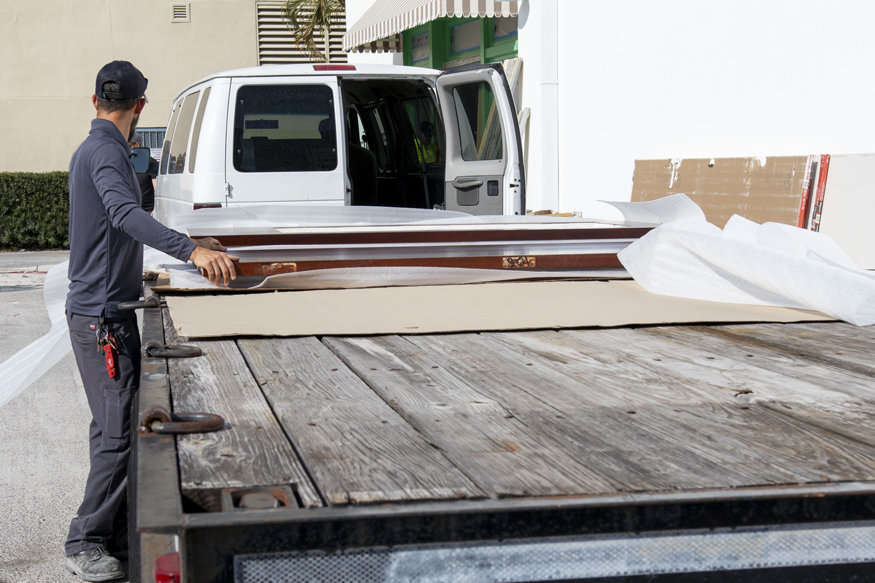 New doors unloaded from trailer.
