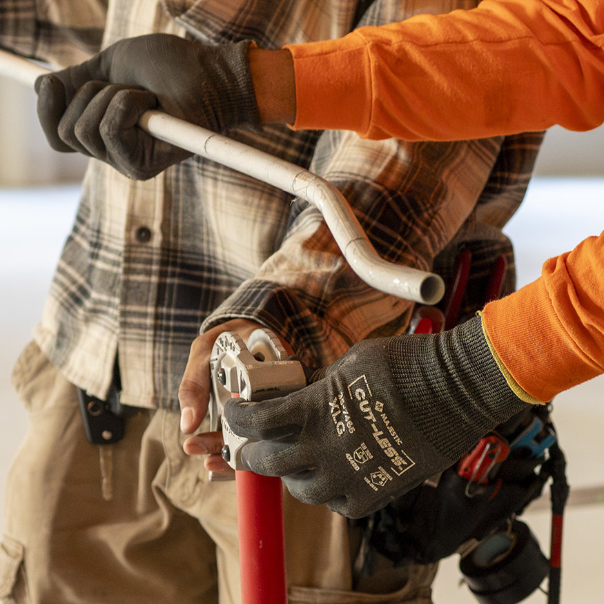 Bent conduit close-up.
