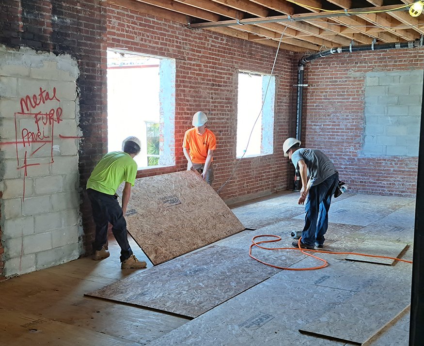 Additional plywood layer installed for structural strength.