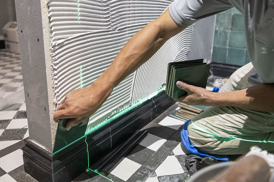 Period-accurate wall tile in progress.