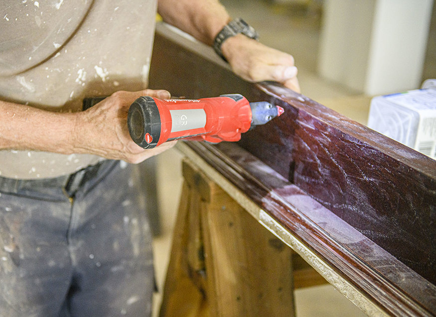 Finished wainscoting for the lobby.